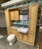 1 x Selection of Bathroom Furniture - Oak Finish Featuring a Vanity Unit With Basin and Mixer Tap