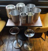 8 x Wine Bottle Coolers and Champagne Ice Buckets - Includes Two Chrome Stands