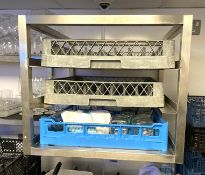 1 x Wall Mounted Dishwasher Tray Stand With Three Basket Trays For Dishwashers