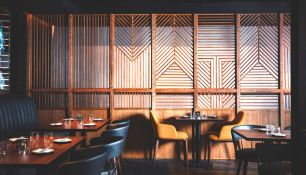 1 x Wooden Screen Room Divider Featuring Abstract Wood Art - Dimensions: H240 x W620 x D10 cms