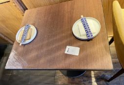 1 x Restaurant Dining Table with a Heavy Duty Pedestal & Wooden Table Top with Metal Edge Protection