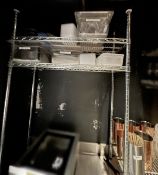 1 x 3-Tier Wire Shelving Unit with Contents Including Utensil Holders