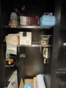 1 x Assorted Collection to Include 2 x Stainless Steel Shelves with Contents, 1 x White Board