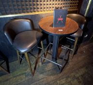 1 x Industrial Style Poser Table Featuring a Fabricated Steel Base With Footrests, Table Top Edge