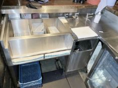1 x Stainless Steel Backbar Unit with Double Sink Basins and Mixer Taps - Dimensions: H95 x W165