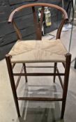 4 x Hans Wegner WISHBONE Replica BAR STOOLS Featuring a WALNUT FINISH with Rattan Seats