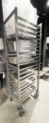 1 x Stainless Steel Upright Tray Stand on Castors - Includes Assorted Gastro Cooking Trays