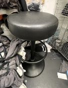 1 x Bar Stool with Leather Seat, Footrest and Black Finish