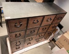 1 x Apothecary Cabinet with a Bank of 16 Solid Oak Drawers Featuring Pull Drop Handles - Substantial