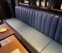 1 x Freestanding Banquette Seating Bench Featuring a Ribbed Back and a French Navy Blue Faux Leather