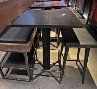 1 x Industrial Style Poser Table with a Fabricated Steel Base Featuring Footrests, Table Top Edge