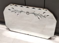 1 x Vintage Etched Frameless Mirror - 1950s/60s - Approx. 63.5x38cm - CL444 - NO VAT ON THE HAMMER -