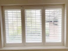1 x Hardwood Timber Double Glazed Leaded 3-Pane Window Frame fitted with Shutter Blinds