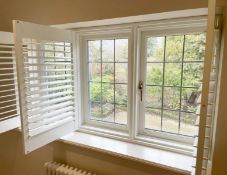 1 x Hardwood Timber Double Glazed Leaded 3-Pane Window Frame fitted with Shutter Blinds