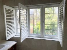 1 x Hardwood Timber Double Glazed Leaded 3-Pane Window Frame fitted with Shutter Blinds