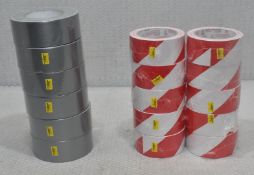 16 x Rolls Of Duct Tape And Hazard Warning Tape - Original Retail £95.20 - Ref: HW187/HWP2 - CL911 -