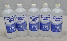 5 x 1 Litre Bottles Of De-Ionised Water - Ref: HW410/HWP6 - CL911 - Location: Altrincham