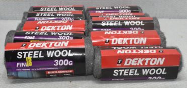 10 x DEKTON Steel Wool Fine 300G - Original Retail £40.00 - Ref: HW180/HWP2 - CL911 - Location: