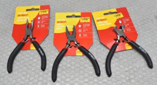 3 x AMTECH Mini Pliers - Long Nose, Combination & Top Cutter - Original Retail £11.85 - Ref: HW536/