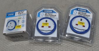 3 x STATUS Mechanical Plug Socket Timer Switches - Original Retail £20.85 - Ref: HW579/HWP7 -