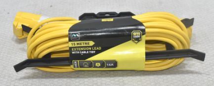 1 x PRO-ELEC 15M 110V 16A Extension Lead With Cable Tidy - Original Retail £32.50 - Ref: HW198/