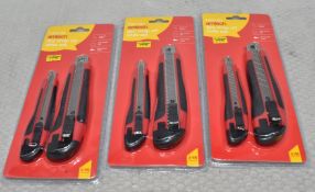 3 x AMTECH 2 Piece Snap Off Knife Sets - Original Retail £14.85 - Ref: HW509/HWP6 - CL911 -