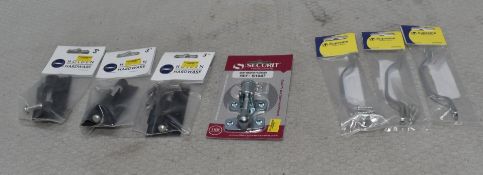 7 x Assorted Hardware Items - Gate Bolts, Sash Window Fastener And Sash Handles - Ref: HW389/