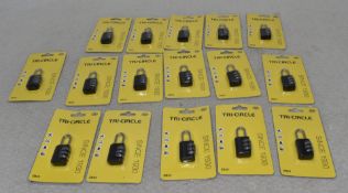 16 x TRI-CIRCLE Zb25 3-Digit Combination Padlocks - Original Retail £40.00 - Ref: HW371/HWP5 - CL911