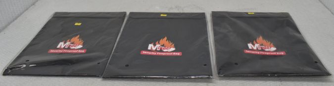 3 x MINDER Security Fireproof Document Bags - Original Retail £110.85 - Ref: HW383/HWP5 - CL911 -