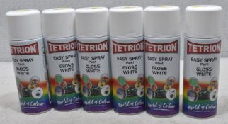 6 x Spray Cans Of Tetrion Easy Spray Paint In Gloss White - Original Retail £31.50 - Ref: HW406/HWP6