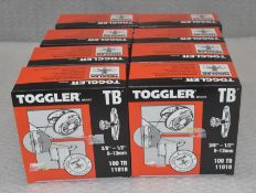 8 x BOXES OF TOGGLER Tb100 Wall Anchors - 100Pcs/Box - Original Retail £96.00 - Ref: HW100/HWP1 -