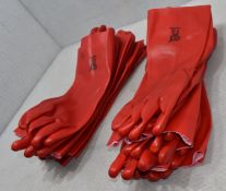 12 x Pairs Of Red Pvc Dip Gauntlets - Original Retail £95.40 - Ref: HW385/HWP5 - CL911 - Location: