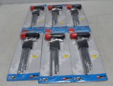 6 x HILKA 9 Piece Ball Point Hex Key Wrench And Security Torx Sets (3 Of Each) - Original Retail £