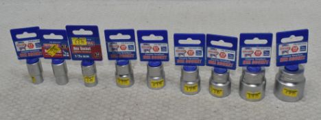 9 x FAITHFULL Hex Sockets - Original Retail £36.18 - Ref: HW722/HWP7 - CL911 - Location: