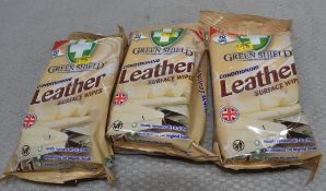 3 x Packs Of Green Shield Leather Surface Wipes - Ref: HW595/HWP7 - CL911 - Location: Altrincham