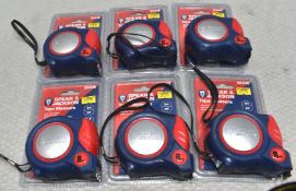 6 x SPEAR & JACKSON 8 Metre Tape Measures - Original Retail £77.70 - Ref: HW576/HWP7 - CL911 -