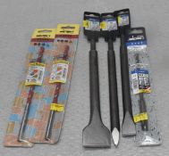 6 x ASSORTED ALPEN Tool Bits Including Sds Plus Chisels - Ref: HW277/1/HWP3 - CL911 - Location: