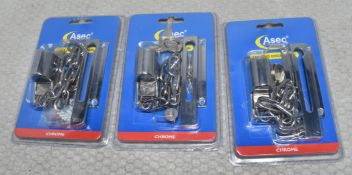 3 x Locking Door Chains - Chrome - Original Retail £21.00 - Ref: HW613/HWP7 - CL911 - Location: