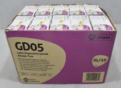 10 x Boxes Of Ph Shield Latex Disposable Gloves - Size Xl/10 - 100 Per Box - Original Retail £149.50