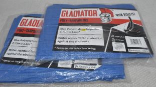 2 x 2.75M X 3.6M Blue Polyethylene Tarpaulin - Original Retail £17.90 - Ref: HW206/2/HWC1 -