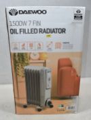 1 x DAEWOO 1500W 7 Fin Oil Filled Radiator - Original Retail £42.95 - Ref: HW351/HWP5 - CL911 -