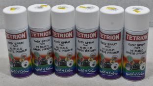6 x Spray Cans Of Tetrion Easy Spray Paint - Hi Build White Primer - Original Retail £31.50 - Ref:
