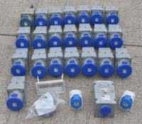 26 x Assorted Commando Sockets/Plugs - 240V - Ref: KCS139/C3 - CL011 - Location: Altrincham