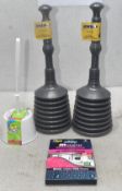 4 x Assorted Cleaning Goods - Toilet Plungers, Toilet Brush And Dusting Cloth - Ref: HW254/HWP3 -