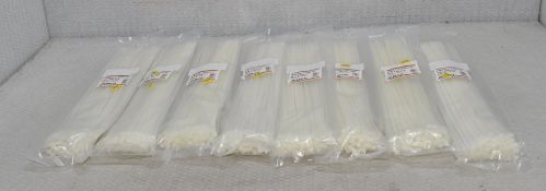 8 x JEMCO Packs Of White Cable Ties - 100Pcs/Pack - Ref: HW457/HWP6 - CL911 - Location: Altrincham