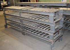 2 x Industrial Roller Conveyors With Feet - Dimensions: H27 x L305 x W59 cms