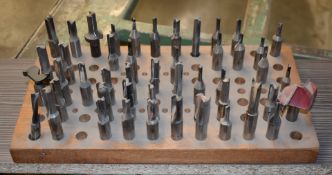 1 x Assorted Collection of CNC Router Bits With Wooden Tool Holder