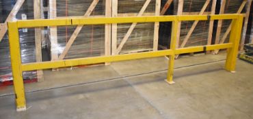 1 x Warehouse Safety Barrier With Side Section and Gate - Dimensions: H102/106/75 x W350 x D15 cms