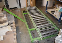 1 x Industrial Heavy Duty Roller Conveyor With Pull Handle and Approx 50ft of Track