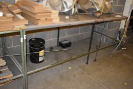 1 x Large Industrial Metal Work Table With Wooden Top - Dimensions: H92 x W252 x D100 cms